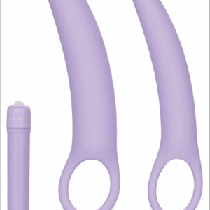 CalExotics Dr Laura Berman Intimate Basics Isabelle - 2 Piece Vibrating Silicone Dilators Set With Ergonomic Finger Loop - Waterproof Fetish Sex Toys for Couples - Purple